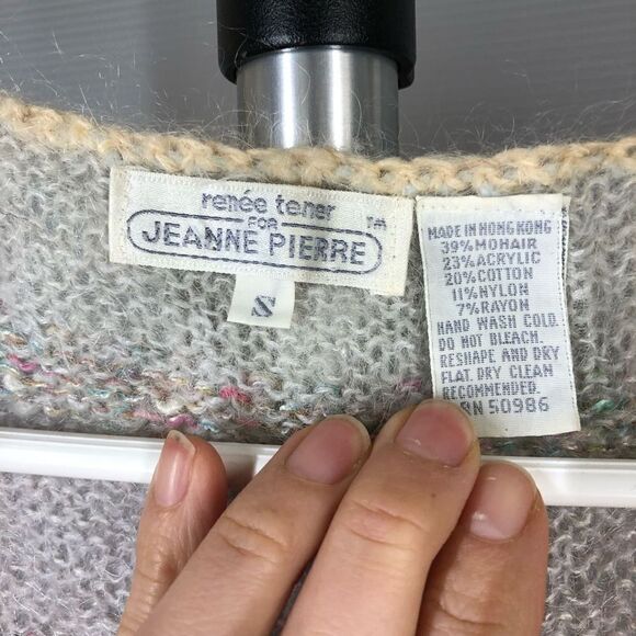 JEANNE PIERRE Mohair Blend Vintage Pastel Rainbow V-NeckPullover Vest SzS - Picture 4 of 5